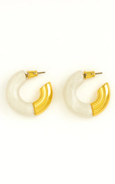 Helda Resin Half Hoop Earrings in Ivory/Gold