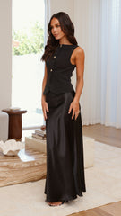 Alexis Button Up Vest - Black