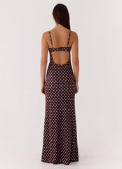 Vamonos Maxi Dress - Chocolate Blue Dot