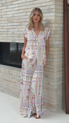 Avery Wide Leg Pants - Leah Print