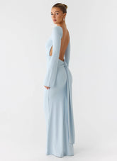 Midnight Song Long Sleeve Maxi Dress - Misty Blue