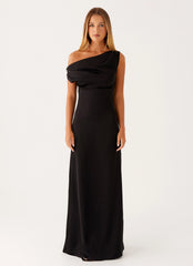 Heart Of Glass Satin Maxi Dress - Black