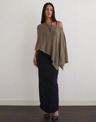 Maliha Poncho in Sheer Knit Taupe