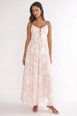 Darelle Tied Bodice Maxi Dress Floral Pink